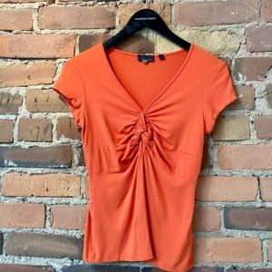 KAPALUA Vintage Short Sleeve V-Neck Orange Top.  Size: Small